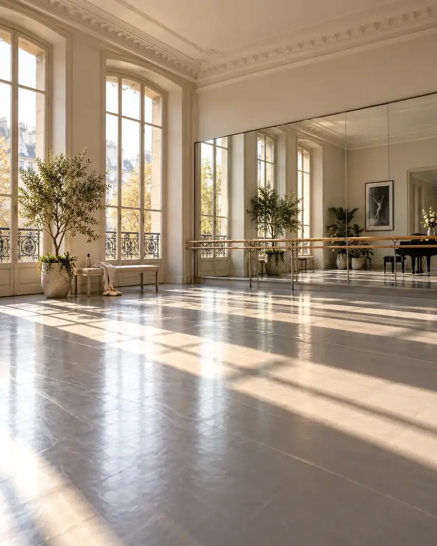 Espaço amplo destinado a aulas de dança