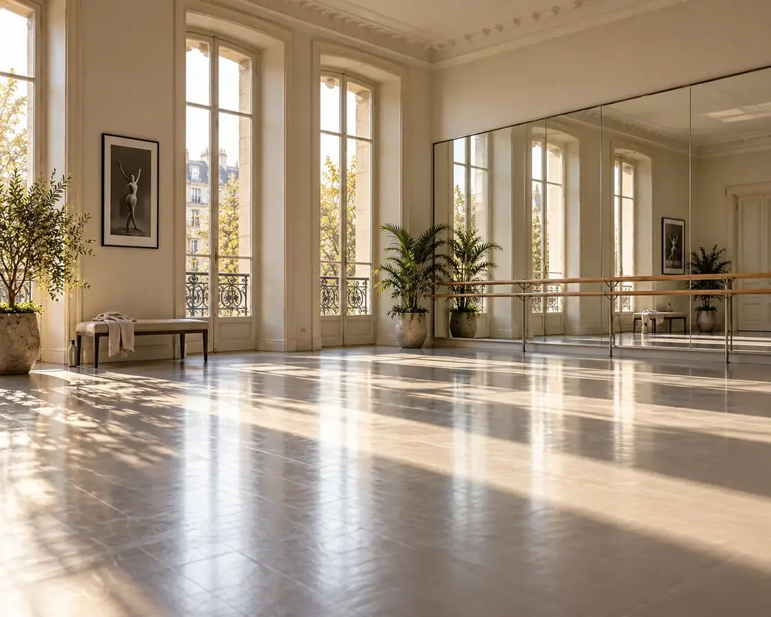 Sala de dança com área de movimento livre
